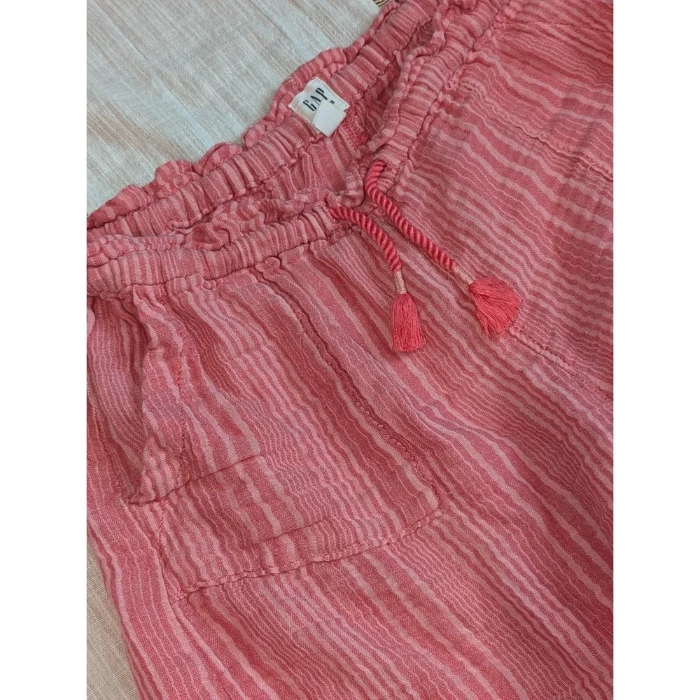 Y2K Coastal Cottagecore Pink Gauze Stripe Shorts Tassel Boho GAP Kids XL 12